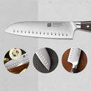 XINZUO - Német acél konyhakés készlet - 7 darabos készlet fa késállvánnyal