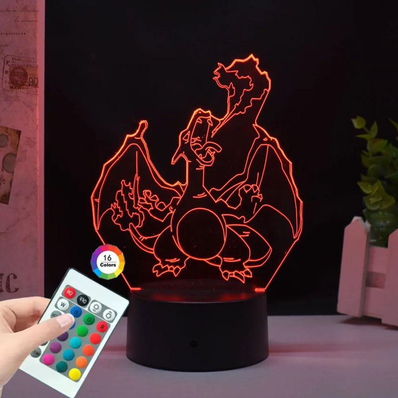 Lámpa 3D illúzióval Pokémonok