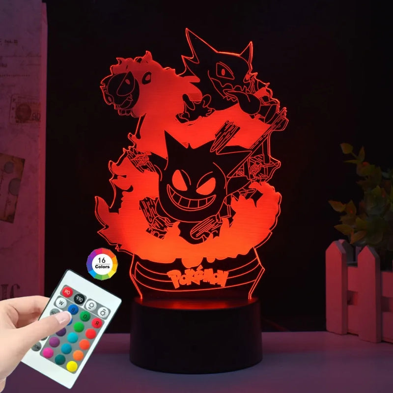 Lámpa 3D illúzióval Pokémonok