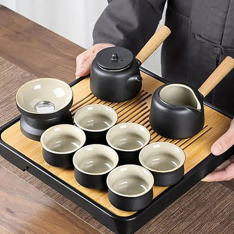 fekete kerámia teáskészlet - Zen design