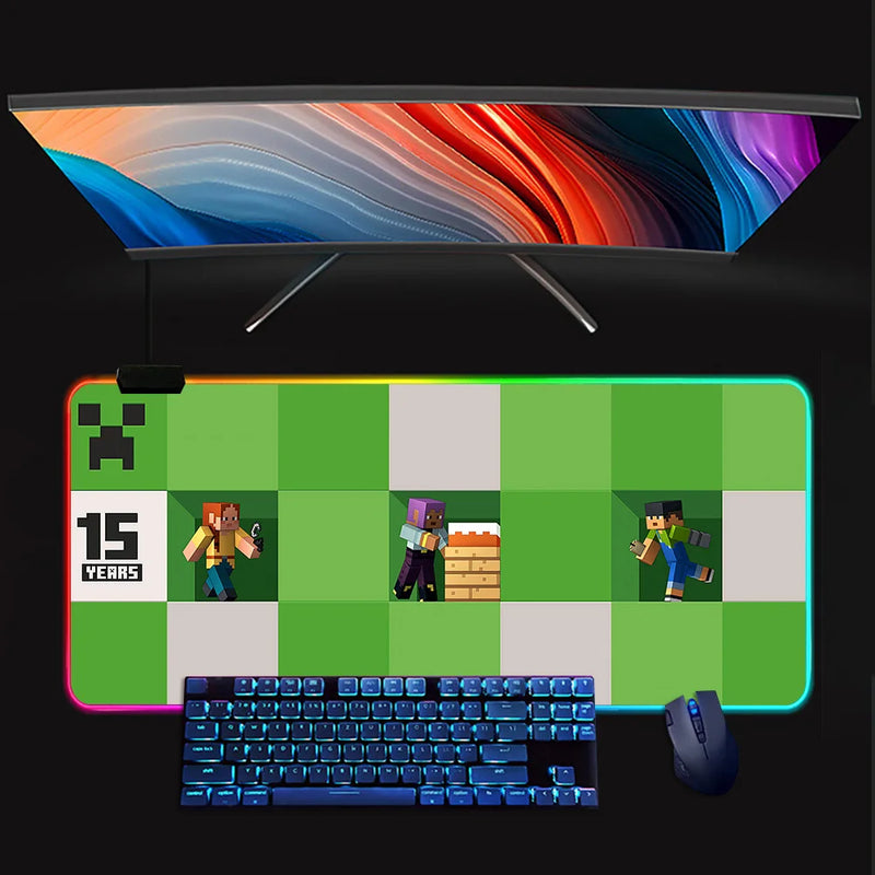RGB világító billentyűzet és egérpad Minecraft - több változatban
