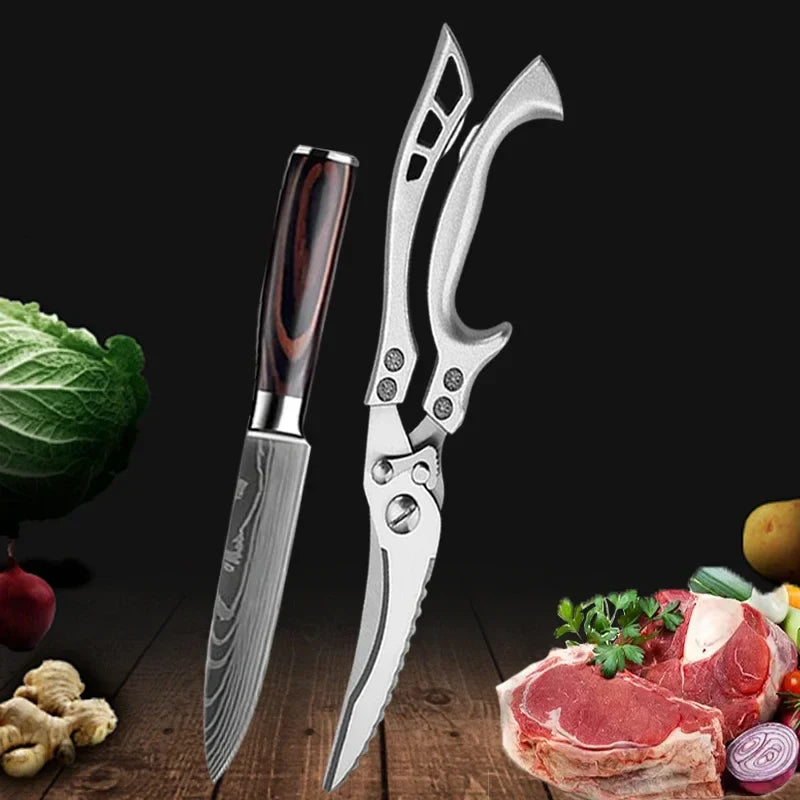SharpMaster™ konyhai késkészlet damaszkuszi mintával és ollóval