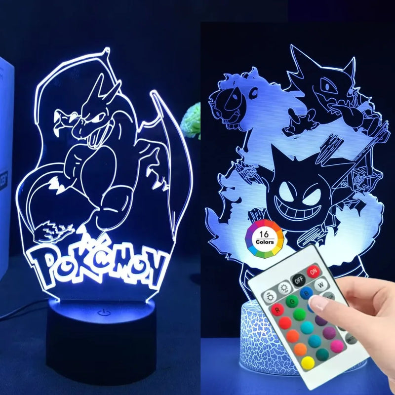 Lámpa 3D illúzióval Pokémonok