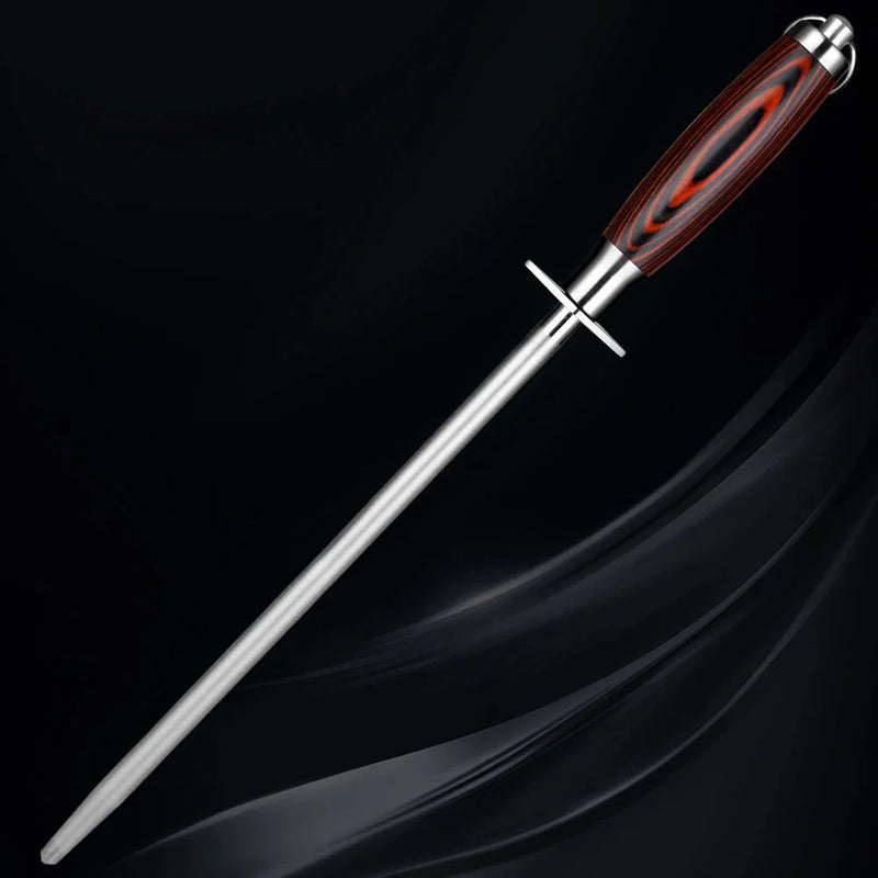 NordicSteel™ Professional késélező - acél élező rúd fa fogantyúval