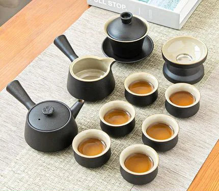 fekete kerámia teáskészlet - Zen design