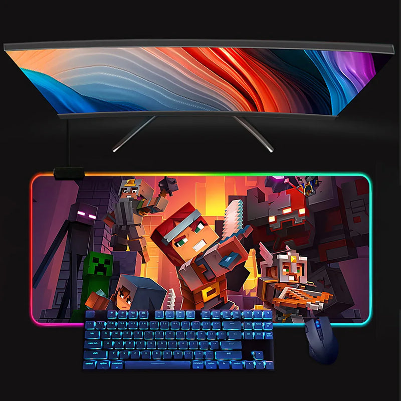 RGB világító billentyűzet és egérpad Minecraft - több változatban