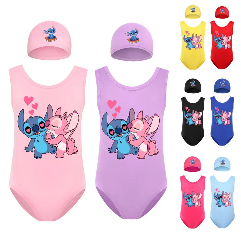 Lányok fürdőruha és sapka Stitch - több változatban