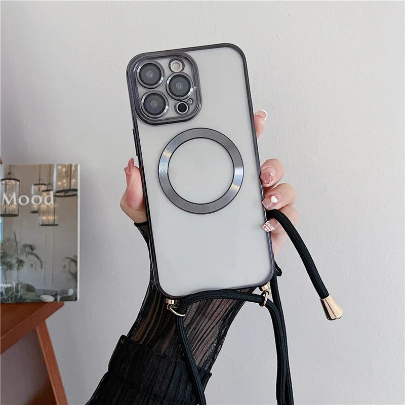 Átlátszó tok és pánt iPhone 11-14 készülékhez, beleértve a Pro/Pro Max készüléket is - több változatban