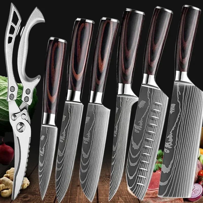 SharpMaster™ konyhai késkészlet damaszkuszi mintával és ollóval
