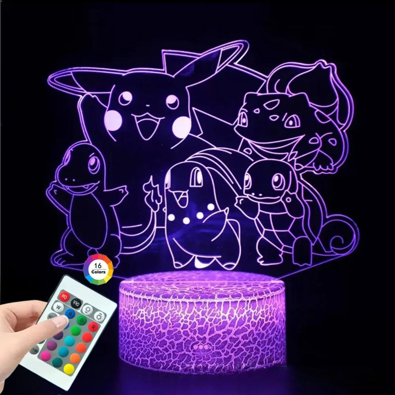 Lámpa 3D illúzióval Pokémonok