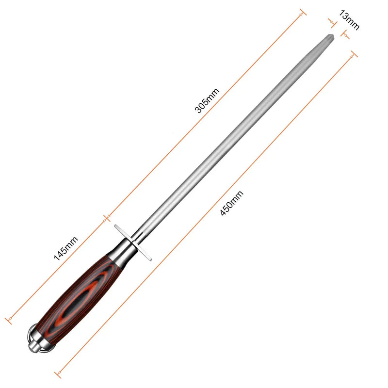 NordicSteel™ Professional késélező - acél élező rúd fa fogantyúval