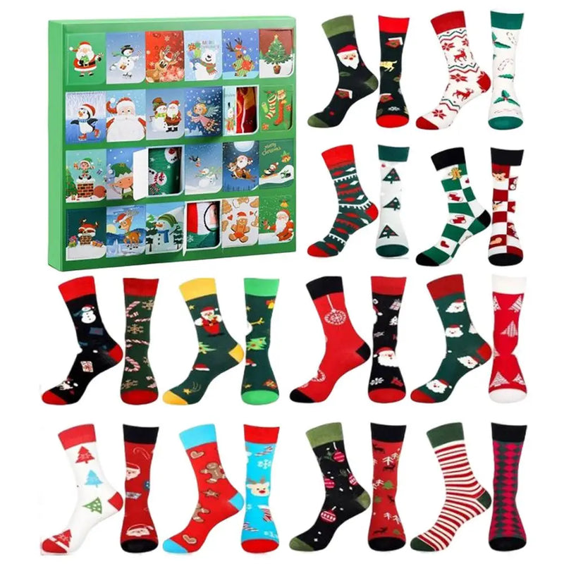 Adventi naptár karácsonyi zoknikkal - 24 darab (12 pár)