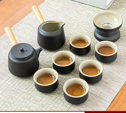 fekete kerámia teáskészlet - Zen design