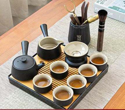 fekete kerámia teáskészlet - Zen design