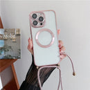 Átlátszó tok és pánt iPhone 15-17 készülékhez, beleértve a Pro/Pro Max készüléket is - több változatban