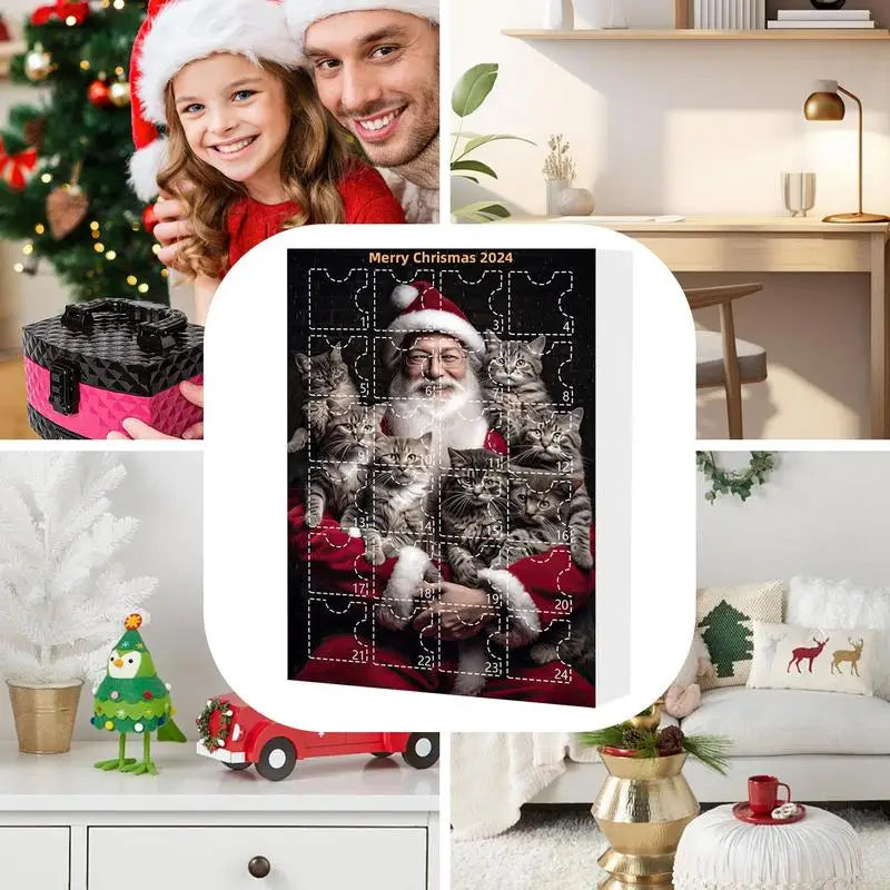 Adventi naptár díszekkel a fára - macska