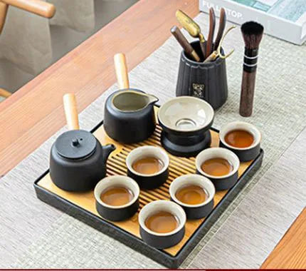 fekete kerámia teáskészlet - Zen design