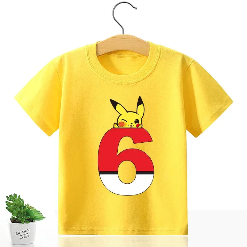 Gyermek születésnapi póló Pikachu számmal - több változatban