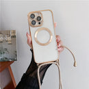 Átlátszó tok és pánt iPhone 15-17 készülékhez, beleértve a Pro/Pro Max készüléket is - több változatban