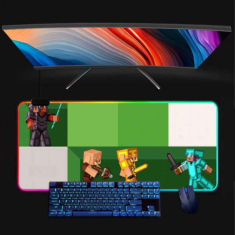 RGB világító billentyűzet és egérpad Minecraft - több változatban