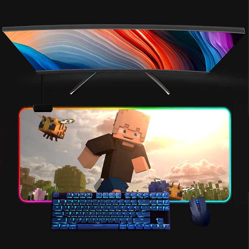 RGB világító billentyűzet és egérpad Minecraft - több változatban