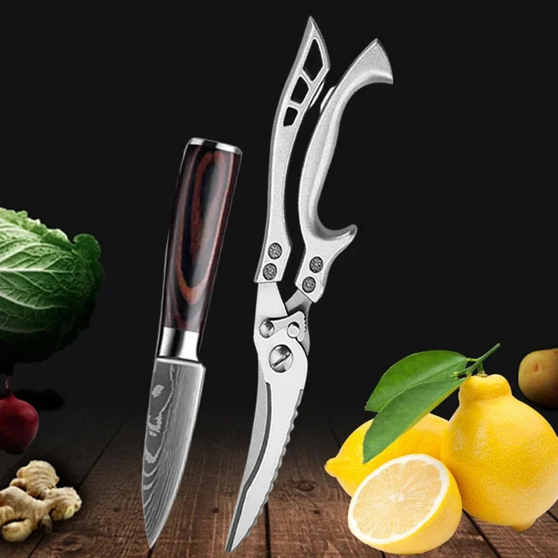 SharpMaster™ konyhai késkészlet damaszkuszi mintával és ollóval