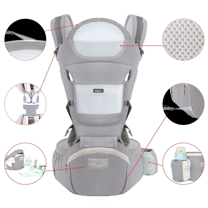 Ergonomikus babahordozó multifunkcionális ágyéki üléssel - több változatban