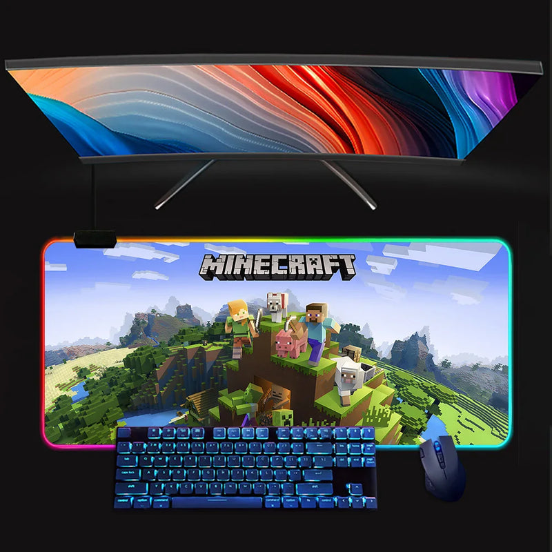 RGB világító billentyűzet és egérpad Minecraft - több változatban