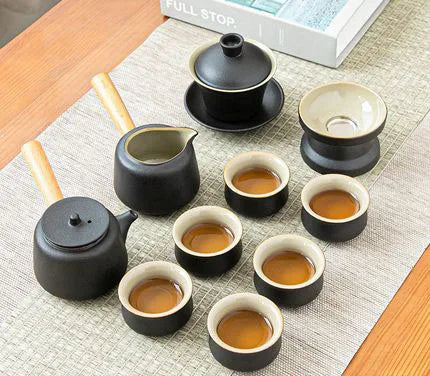 fekete kerámia teáskészlet - Zen design