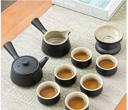 fekete kerámia teáskészlet - Zen design
