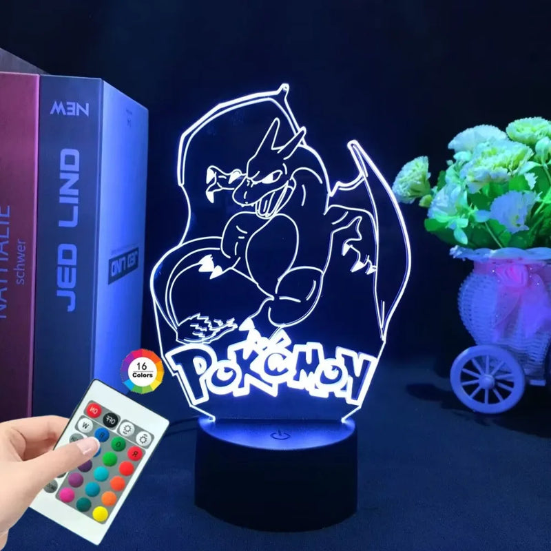 Lámpa 3D illúzióval Pokémonok