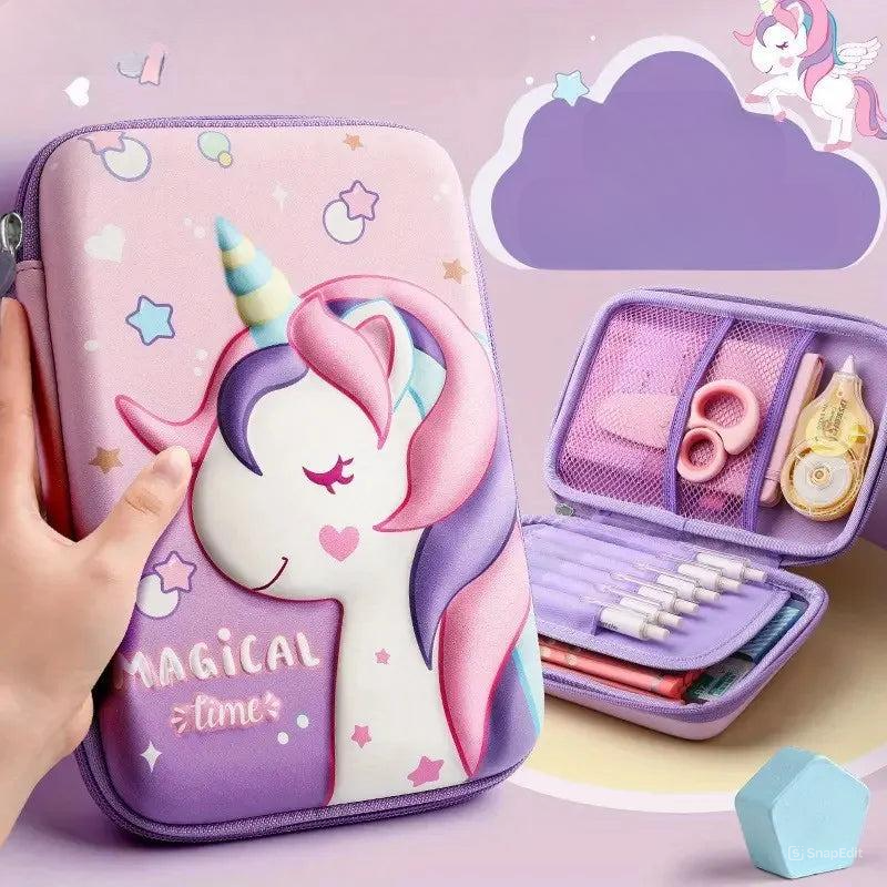 Lányok iskolai tolltartó Unicorn 3D - több változatban