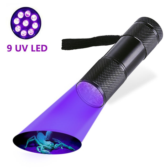 Ultraibolya LED-es zseblámpa - 9 UV LED