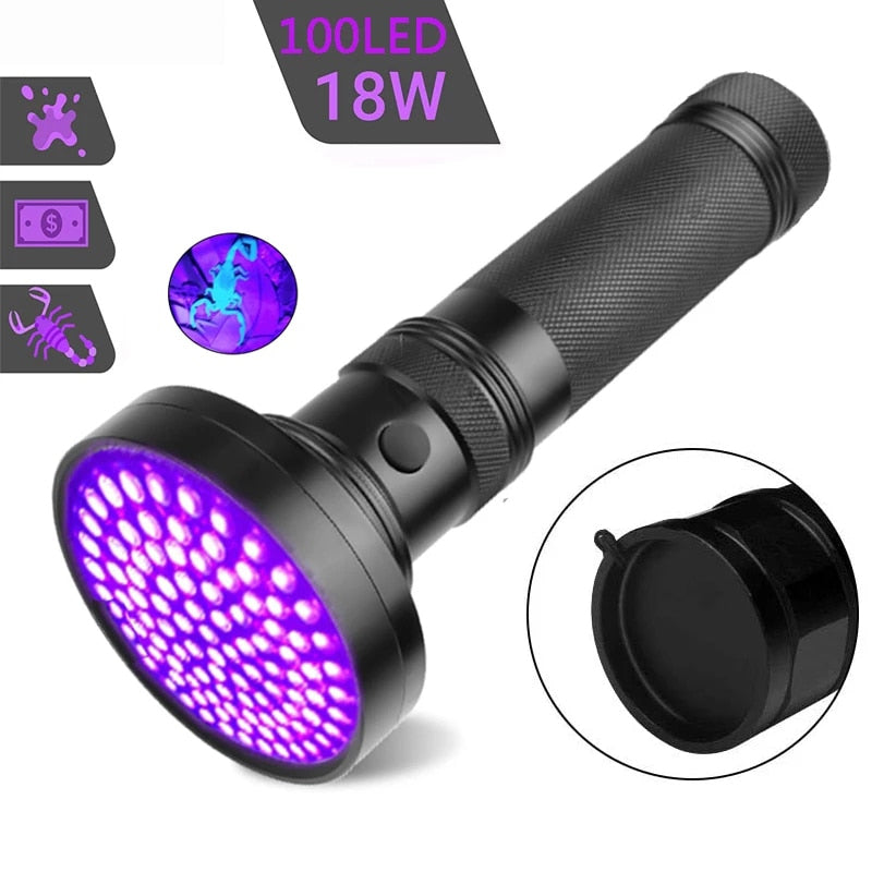 Ultraibolya LED zseblámpa - 100 UV LED