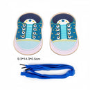 Fából készült eszköz a cipőfűző megkötésének megtanulásához - több változatban