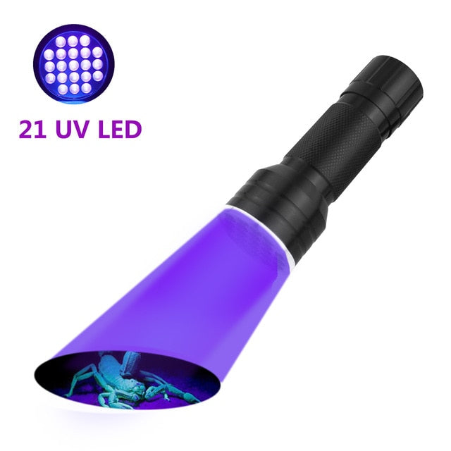 Ultraibolya LED zseblámpa - 21 UV LED