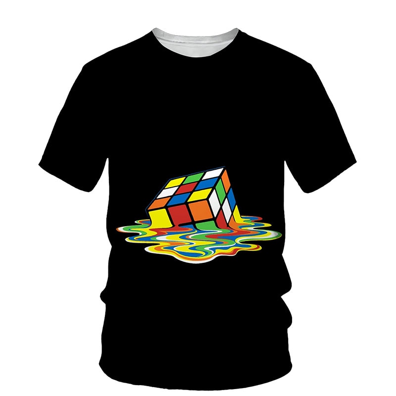 Fiú póló 3D nyomtatott Rubik-kockával - több változatban