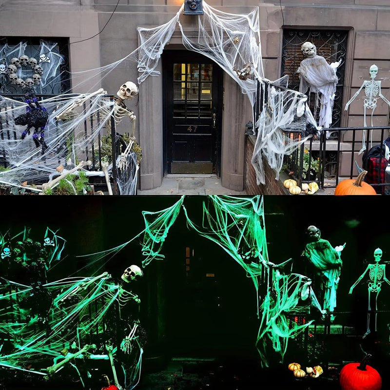 Halloween dekoráció fluoreszkáló pókháló - több változatban