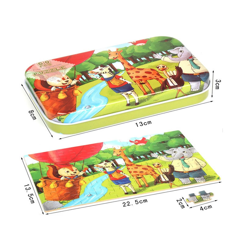 Gyermek puzzle dobozban 60 darab - több változatban