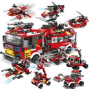 Építőipari készlet - 8v1 tűzoltóautó 806db